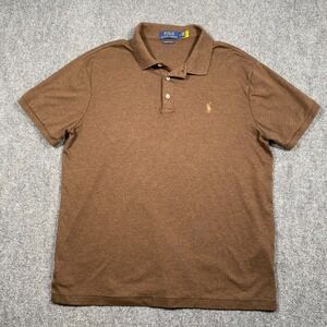 Ralph Lauren Polo Shirt Mens L brown Flesh Pony Casual Short Sleeve Preppy